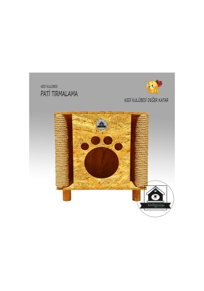 Kedigram Kedi Kulübesi Lüks Pati Kedi Tırmalama Ev Kedi Kulübesi 35 x 40 x 45 CM