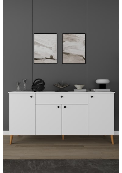 Lüks Yemek Odası Takımı 3 Parça %100 Mdf Konsol Yemek Masası Tv Ünitesi Yt01 Beyaz