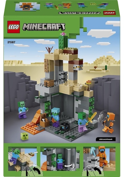 LEGO® Minecraft® Zombi Zindanı 21587 - 8 Yaş ve Üzeri Çocuklar için 3 Zombi Figürü İçeren Yaratıcı Oyuncak Yapım Seti (284 Parça)