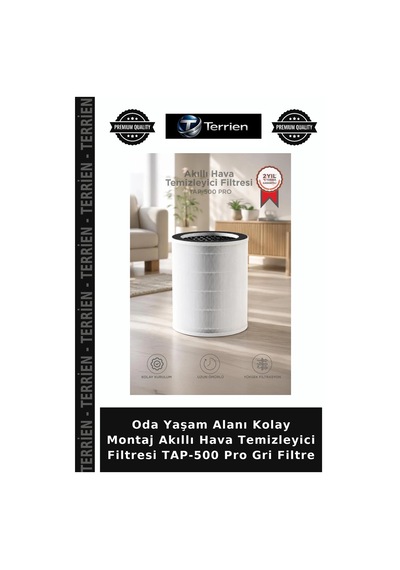 Oda Yaşam Alanı Kolay Montaj Akıllı Hava Temizleyici Filtresi Tap-500 Pro Gri Filtre