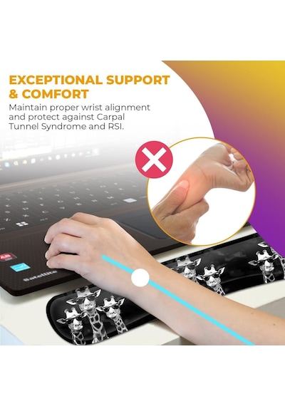 Bilgisayar Mouse Masa Pedi, Dikdörtgen Mouse Pad Bilek Koruyucu Soğuk Zürafalarla Basılmış, Ergonomik Kaymaz Kauç