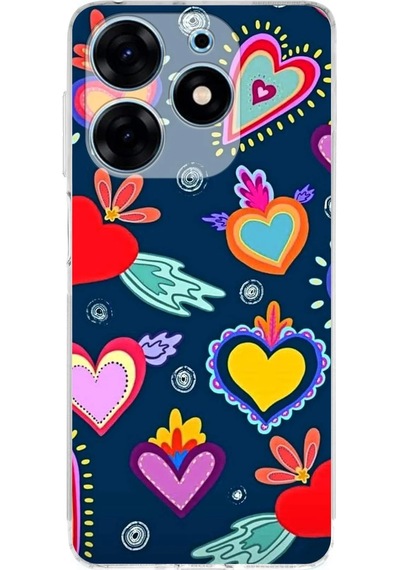 Tecno Spark 10 Pro İle Uyumlu Retro Color 3 Kamera Korumalı Şeffaf Kılıf Şeffaf