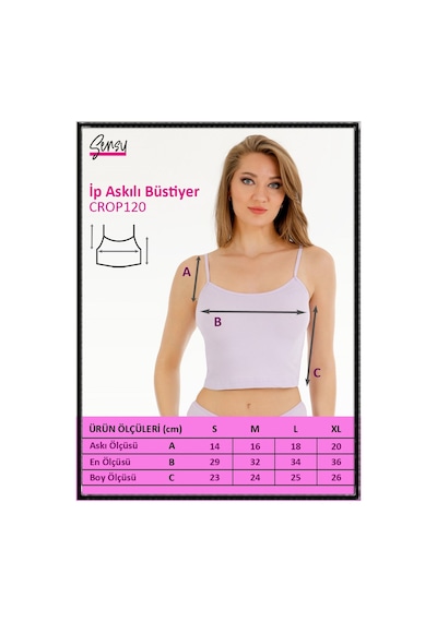 Sensu Kadın Fitilli Kumaş İp Askılı Crop Büstiyer - Crop120 -lila Lila