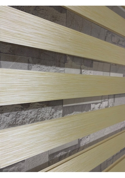 Krem Renk Bambu Zebra Perde (Etekli)