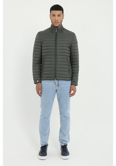 Dufy Erkek Slim Fit Kapüşonlu Haki Mont-25359