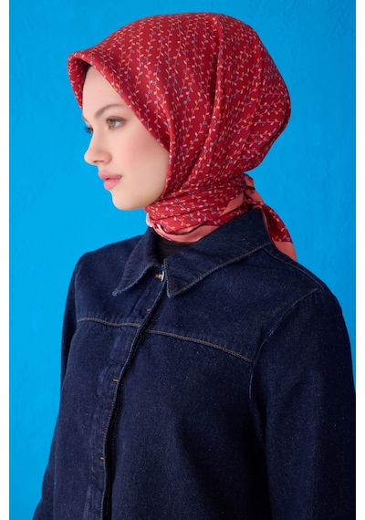 Saf İpek Eşarp 4128d Twill İpek - 90 X 90 / Kırmızı - 33 Kırmızı - 33