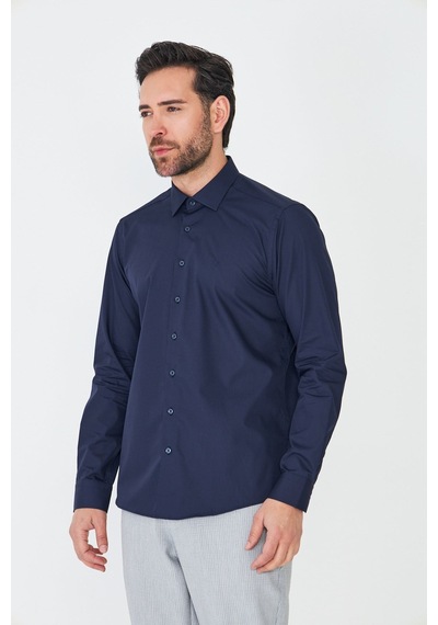 White Stone Lacivert Dynamic Fit Uzun Kollu Erkek Gömlek