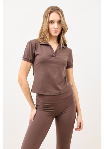 Antioch Polo Yaka Kadın T-shirt Kahve