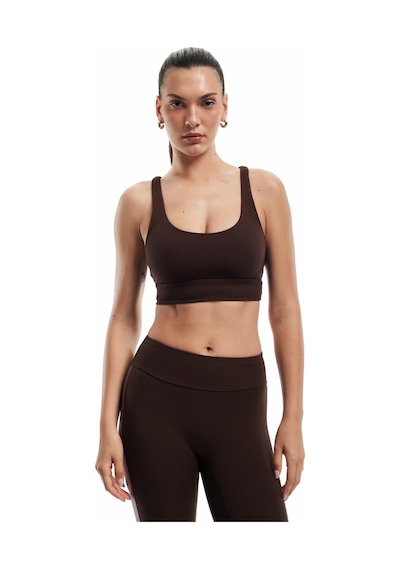 Koton U Yaka Slim Fit Çapraz Askılı Sporcu Sütyeni Kahverengi 5sak30152nk Kahve