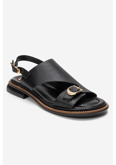 Luvishoes Cruel Siyah Cilt Hakiki Deri Kadın Sandalet