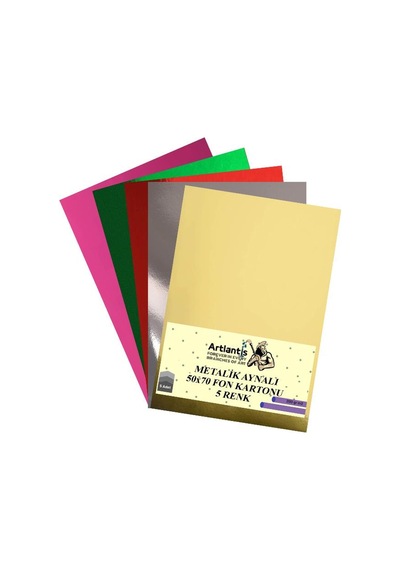 Metalik Aynalı Fon Kartonu 50x70 5 Renk 1 Paket Artlantis Aynalı