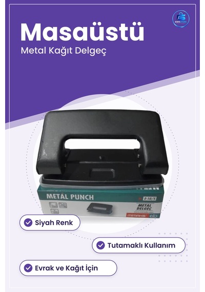 Metal Delgeç Kağıt Delme Aleti Ofis Kırtasiye Evrak Dosyalama Mas Çok Renkli