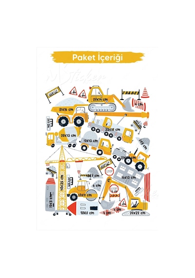 MSticker İş Makinaları Ve Şehir Çocuklar İçin Eğitici Öğretici Eğlenceli Sticker Seti