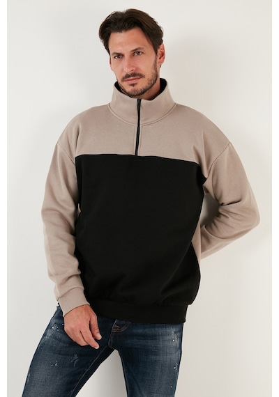 Buratti Regular Fit Fermuarlı Dik Yaka Içi Tüylü Yumuşak Şardonlu Kışlık Erkek Sweat 5905343 Sütlü Kahve