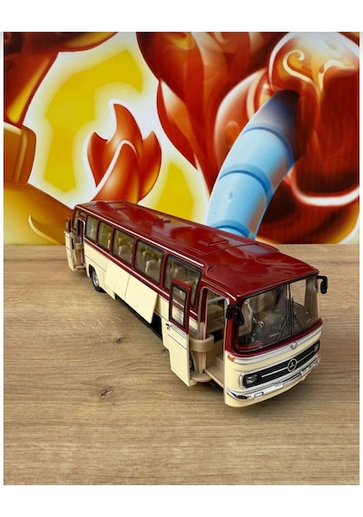 1:24 Mercedes Benz Otobüs Eski Nostaljik Otobüs Krem-bordo 25cm