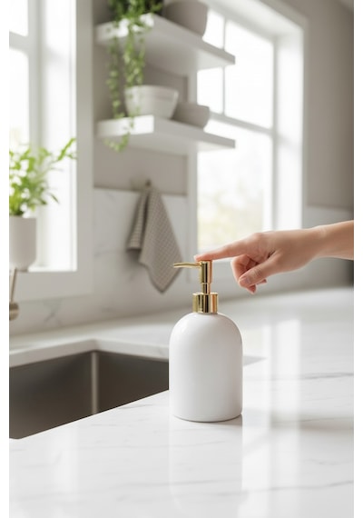 Akayev Mermer Beyaz Gold Banyo, Mutfak Sıvı Sabunluk