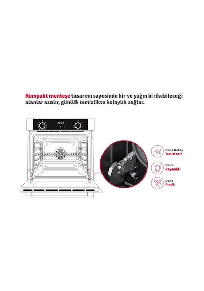 Carino 8406 0+3 Fonksiyon Mekanik Siyah Power Turbo Ankastre Fırın