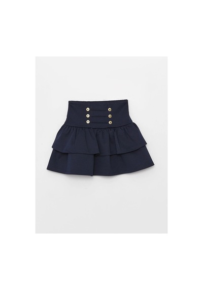LC Waikiki Lcw Kids Yeni Sezon Beli Lastikli Katkat Kız Çocuk Etek Dark Navy