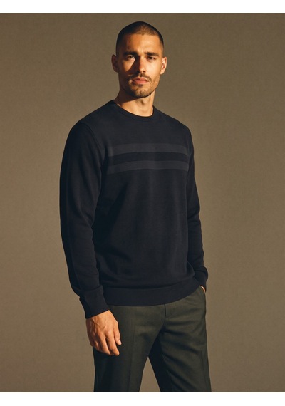 Maccali Erkek Lacivert Büyük Beden Pamuklu Kışlık Desenli Sweatshirt