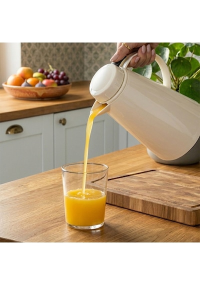 Herevin 161714-590 Plastik Termos Çay Termosu Su Termosu Sürahi 1,2 Litre Krem