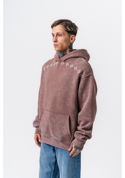 Respire Erkek Muse Baskılı Yıkamalı Kapüşonlu Oversize Hoodie Kakao Kahverengi