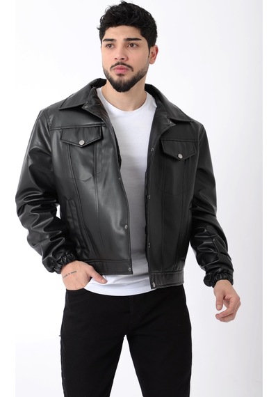Stilkombin Kolu Lastikli Çıtçıtlı Suni Deri Mont Str 5021-50311 001