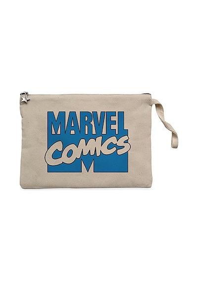 Marvel Comics Blue Logo Krem Clutch Cüzdan / El Çantası Krem