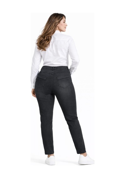 Kübra Kadın Bilek Jean Pantolon Beli Lastikli Düğmeli Bgl-st05384 Füme