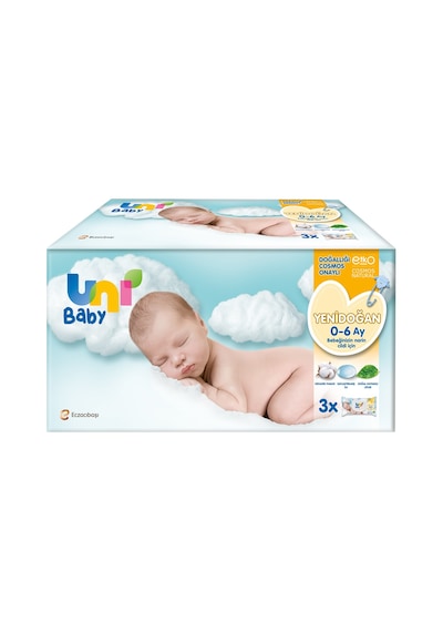 Uni Baby Yenidoğan Islak Havlu Mendil 3lü 120 Yaprak