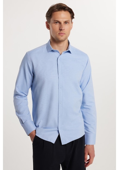 Tudors Modern Slim Fit Pamuklu Kolay Ütü Armürlü Erkek Gömlek-33179 Mavi Tudors Modern Slim Fit Pamuklu Kolay Ütü Armürlü Erkek Gömlek-33179 Mavi