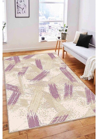 Pembe Spor Kaymaz Tabanlı Makinede Yıkanabilir Halı Fr02n11
