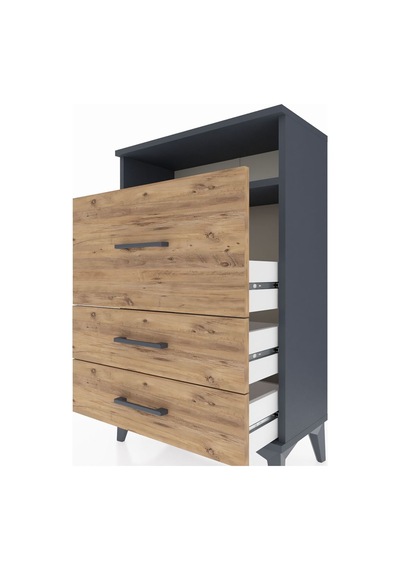 Arges Komodin Tek Raflı 3 Çekmeceli 60x30x96 Antrasit-çam Antrasit Arges Komodin Tek Raflı 3 Çekmeceli 60x30x96 Antrasit-çam Antrasit