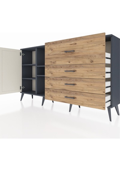 Arges Konsol 4 Raflı 4 Çekmeceli Tek Kapaklı 176x30x99 Antrasit-aytaşı/çam Aytası/atlas Çam - Antrasıt Arges Konsol 4 Raflı 4 Çekmeceli Tek Kapaklı 176x30x99 Antrasit-aytaşı/çam Aytası/atlas Çam - Antrasıt