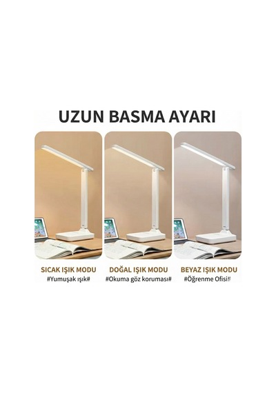 Katlanabilir Dokunmatik Kontrollü Göz Dostu Akıllı Led Masa Lambası Renkli