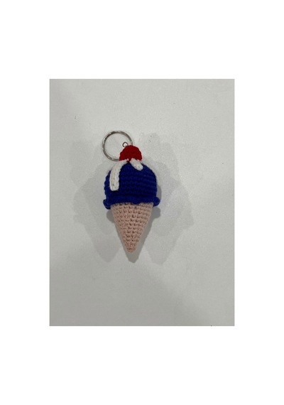 Amigurumi El Örgüsü Dondurma Anahtarlık Lacivert Lacivert