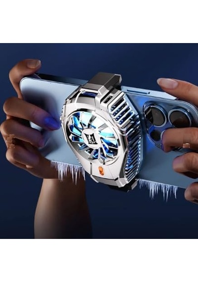 Gümüş Kaplamalı 2 Kademeli Telefon Soğutucu Fan Tec Soğutma Sistemi Oyun Telefon Soğutucu Mobil Oyun Soğutucu -1
