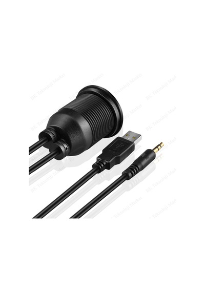 Araç Paneline Uygulanabilir Ses-USB Uzatma Kablosu - 2 Metre