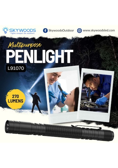 Skywoods Pl5 Zoom Pen El Feneri 270 Lümen Siyah
