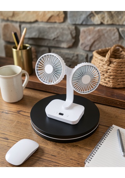 720 Döner Çift Taraflı Usb Şarjlı Masaüstü Vantilatör Uczzzsp01fan-6