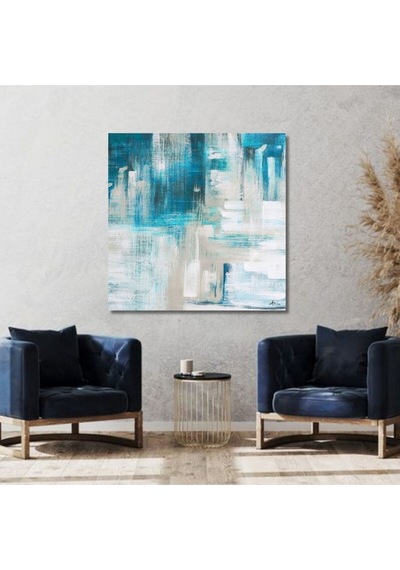Soyut El Yapımı Yağlı Boya Tablo 95x95cm