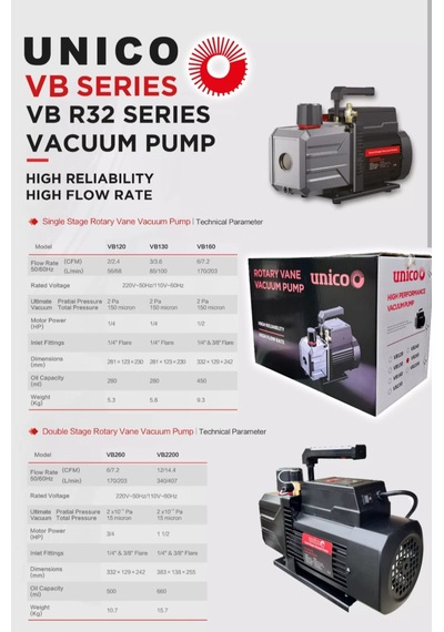 Unico Vakum Pompası Vb120 1/4hp 3,5 M3 56-68 L/min
