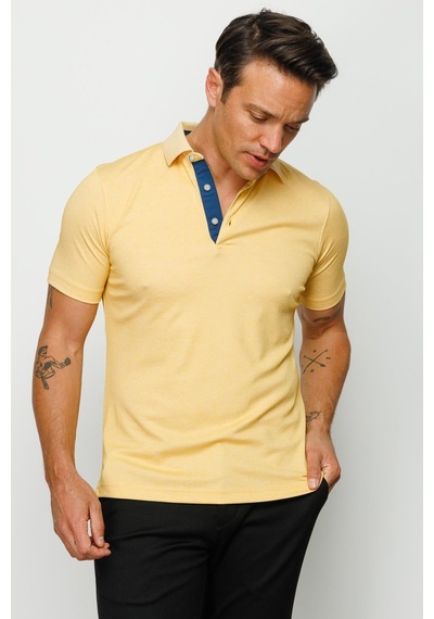Erkek Polo Yaka T-shirt Sarı Sarı