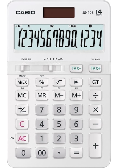 Casio JS-40B-WE Beyaz Profesyonel 14 Hane Masa Üstü Hesap Makinesi