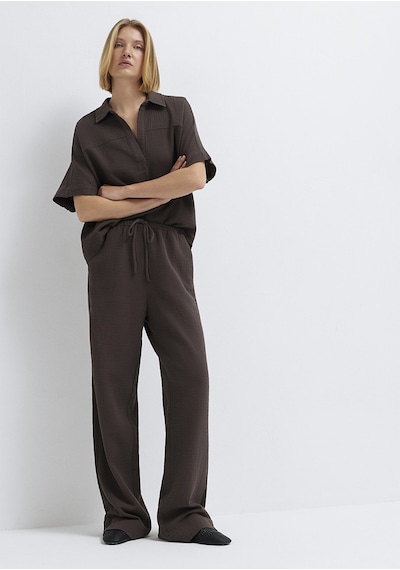 Mavi - Kahverengi Geniş Paça Pantolon 1011200-71603