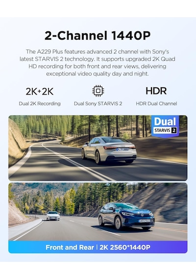 Viofo A229 3 Kameralı Ön-iç-arka ++1080p Hdr Starvis 2 Wifi Gps Li Araç Kamerası Sku: Smg8690010052179