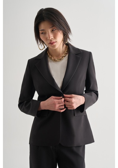Mizalle Siyah Tek Düğme Klasik Blazer Ceket Siyah