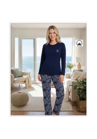 Melodi Kadın Standart Kalıp %100 Pamuk Bisiklet Yaka Uzun Kollu Baharlık Pijama Takımı 16229 - 1 Adet Lacivert Melodi Kadın Standart Kalıp %100 Pamuk Bisiklet Yaka Uzun Kollu Baharlık Pijama Takımı 16229 - 1 Adet Lacivert