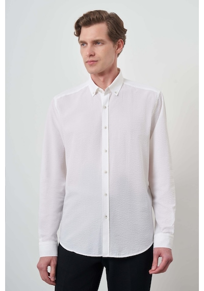Morven Erkek Beyaz Pamuk Trend Dynamic Fit Düğmeli Yaka Gömlek 25ms004027600 Beyaz Beyaz