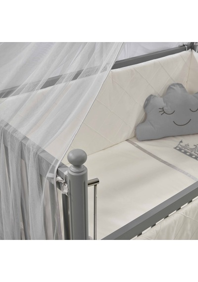 Meltem Kids Mondo Sallanır Ahşap Anne Yanı Beşik 60x120 cm (gri-motto gri) Gri
