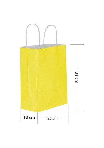 Büküm Saplı Kraft Kağıt Karton Hediye Çanta Poşet Torba Sarı-2 2 x 25'li 25 x 31 CM